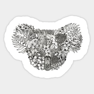 Floral Koala White Background Sticker